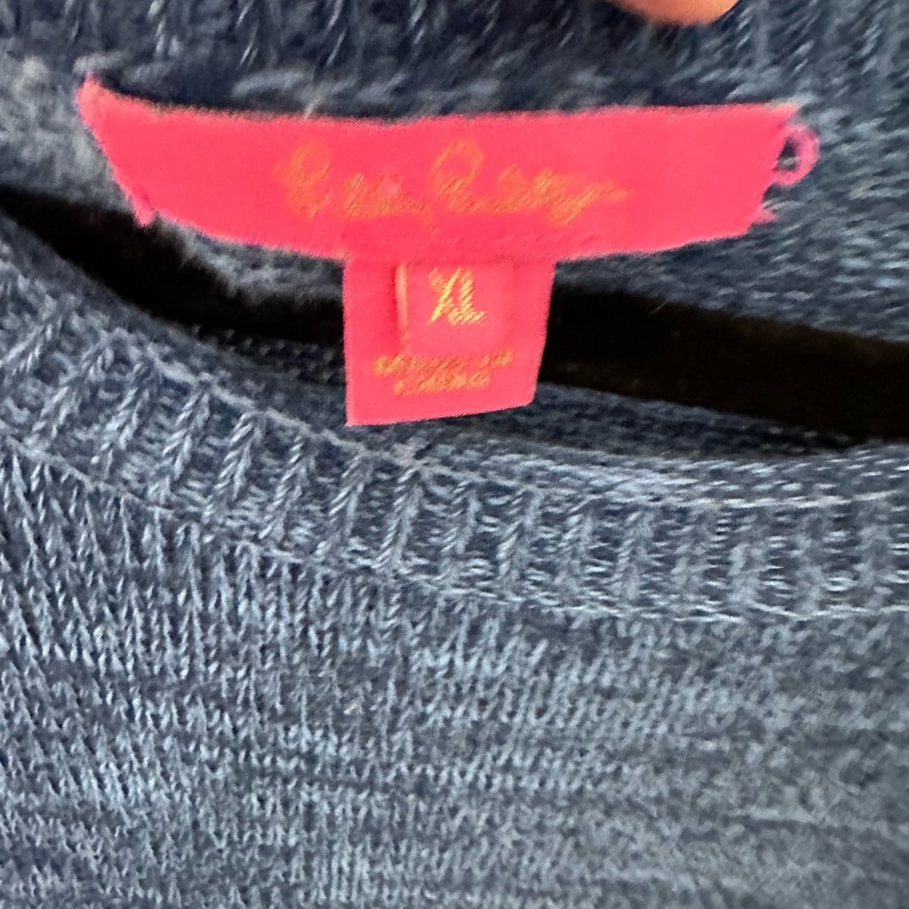 LILLY PULITZER XL Bayport blue cotton crew neck softcore woman sweater old money - Picture 5 of 13